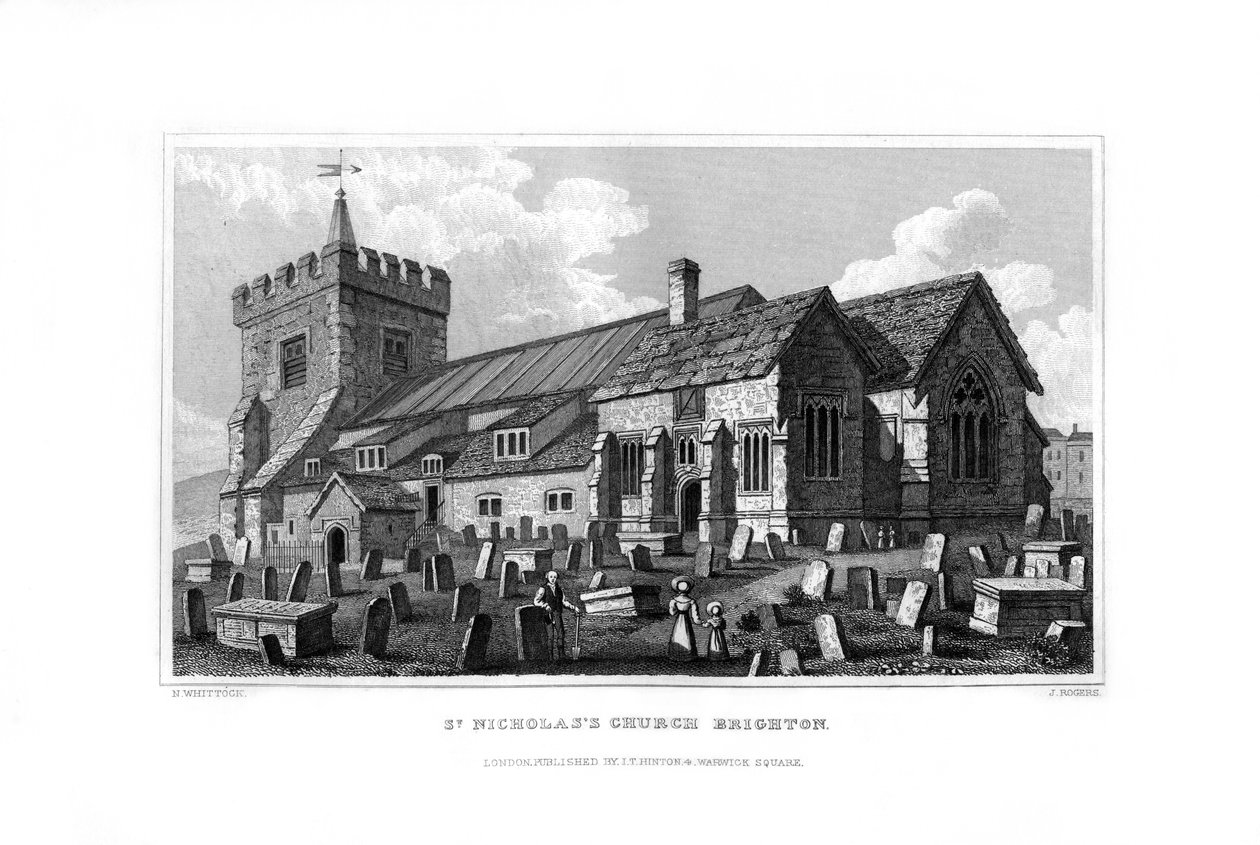 St Nicholas Church, Brighton, East Sussex, 1829. af J. Rogers