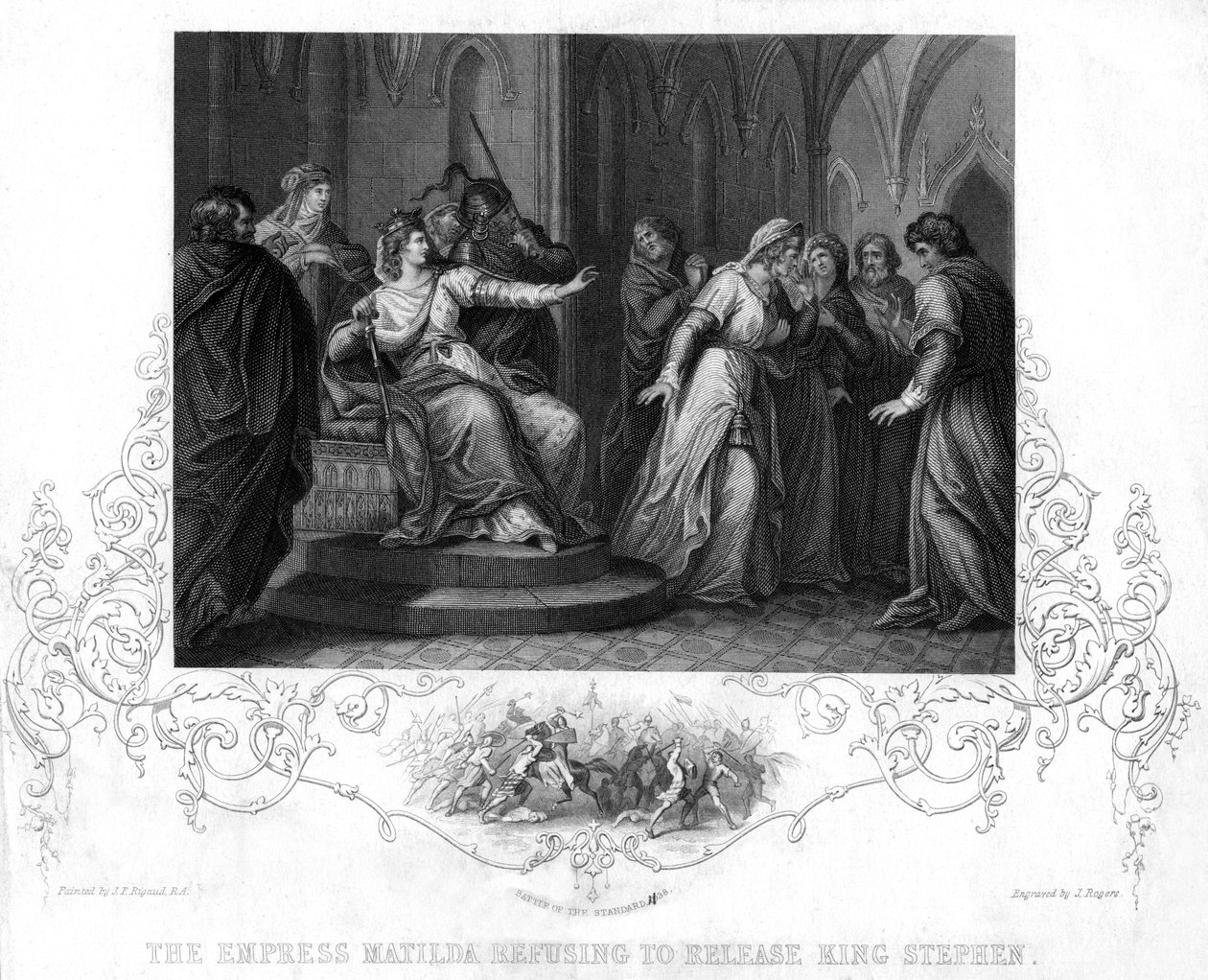 Kejserinde Matilda nægter at løslade kong Stephen, 1141 af J. Rogers