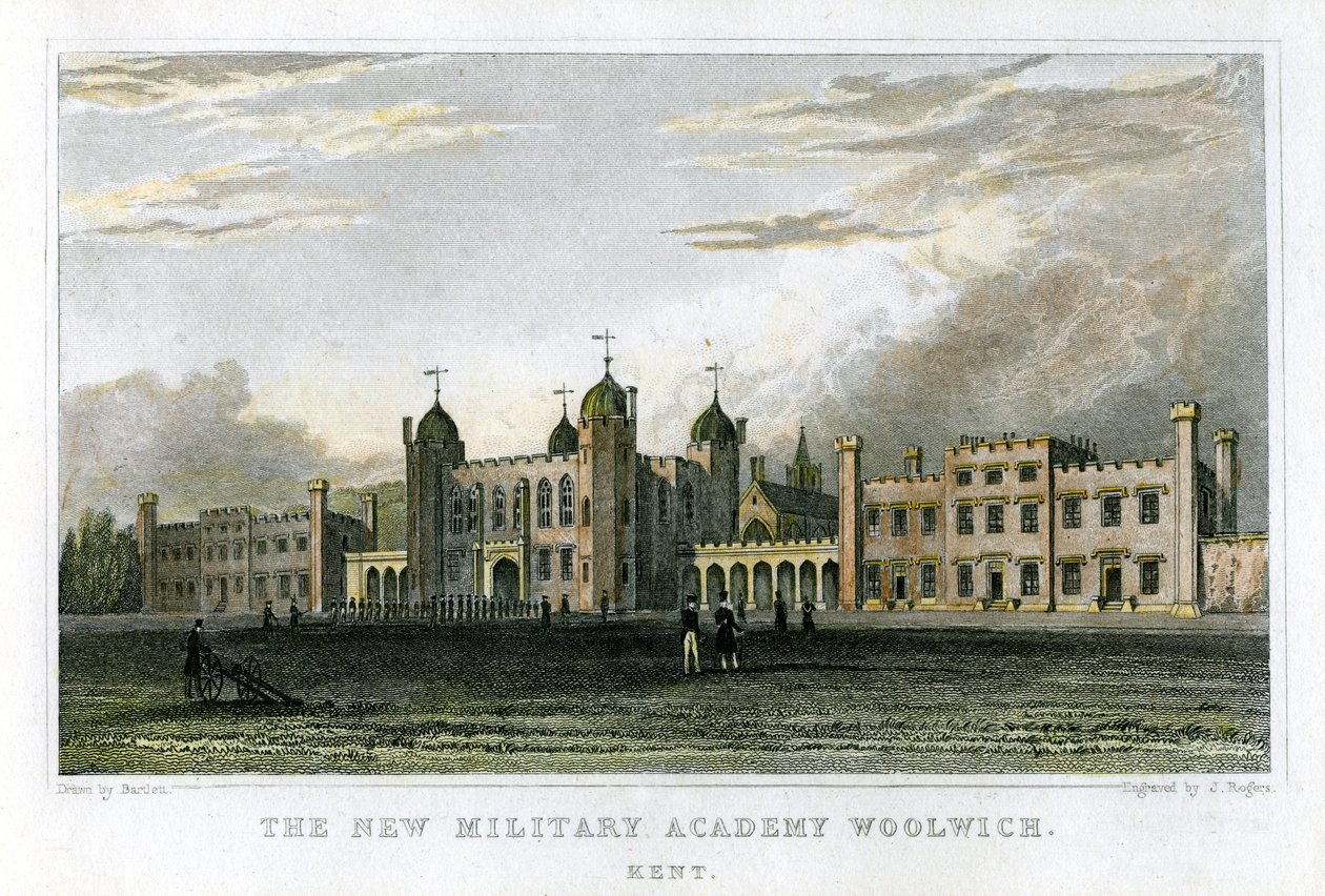 The New Military Academy Woolwich, Kent, c1829 af J. Rogers