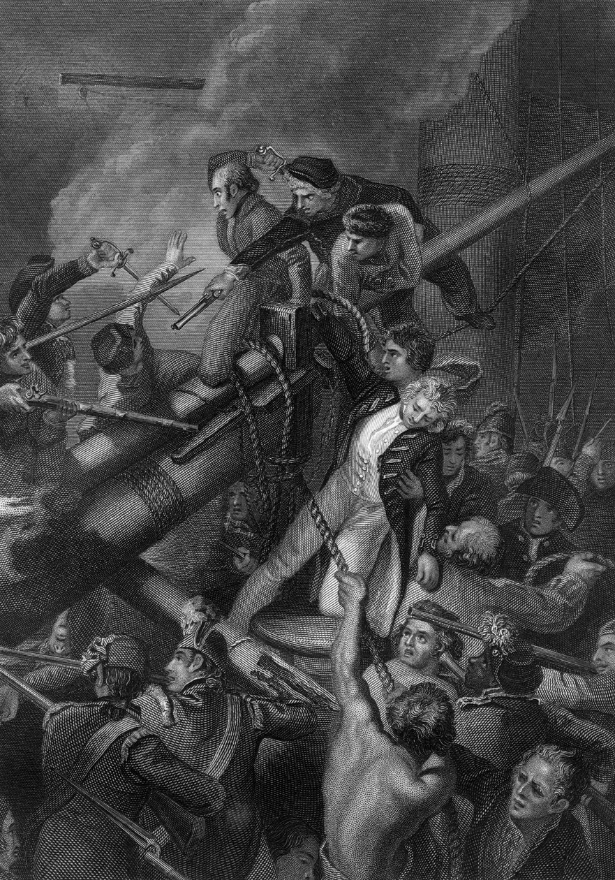 Kaptajn Faulknors død, 1795 c1857 af J. Rogers