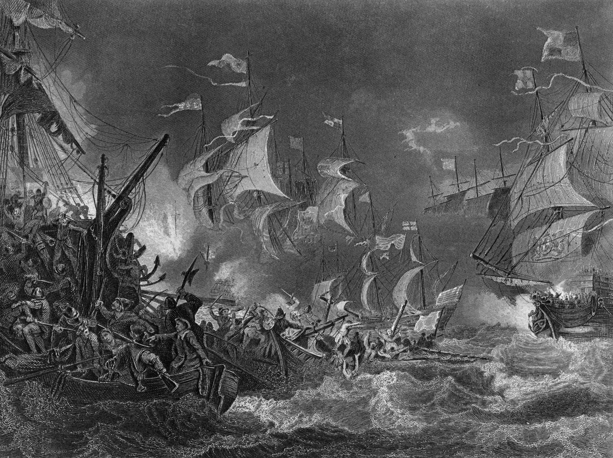 Den spanske armadas nederlag, 1588 c1857. af J. Rogers