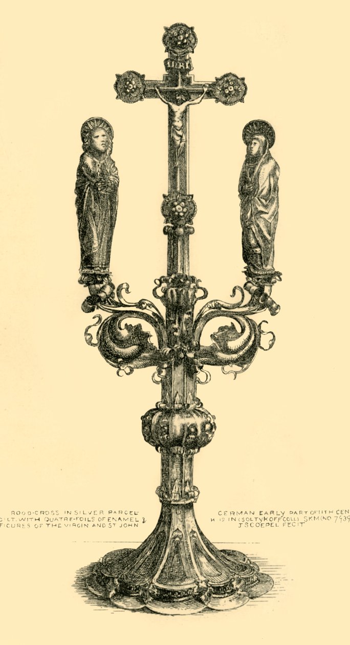 Forgrenet alterkors, 14.-15. århundrede, 1881. af J. S. Goepel