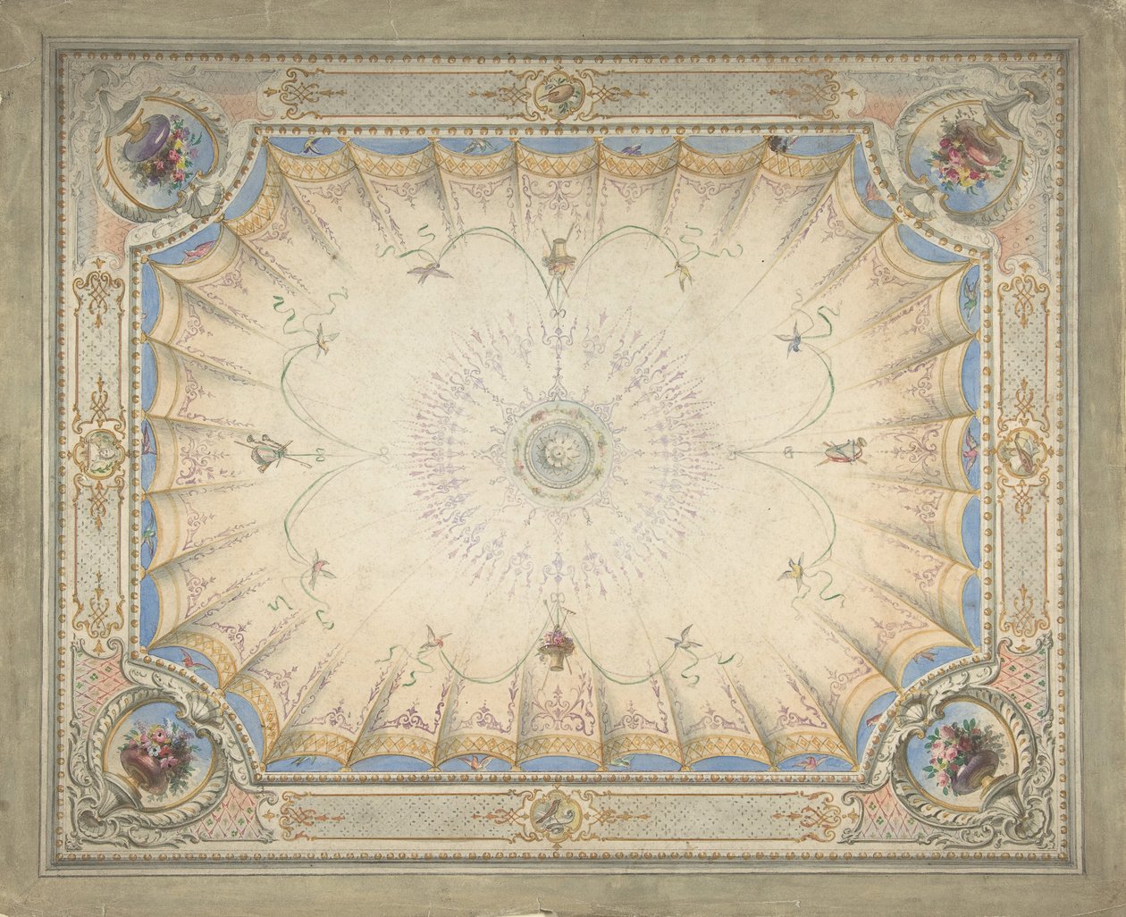 Loftsdesign til Boudoir, Ardgowan, ca. 1868. af J. S. Pearse.