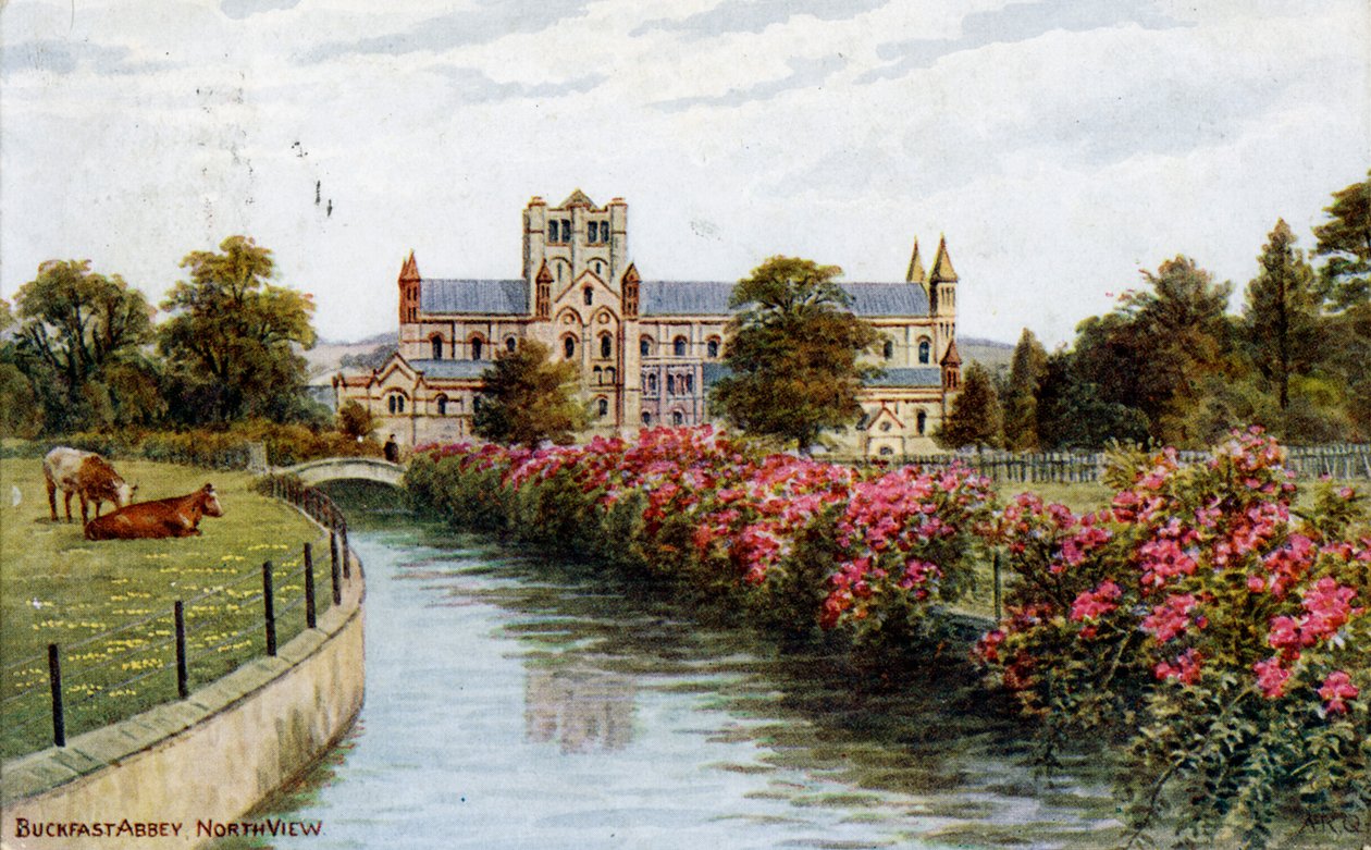 Buckfast Abbey, nordlig udsigt, Devon. af J Salmon