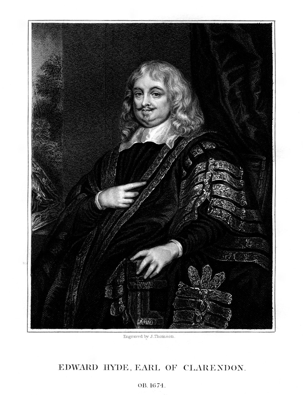 Edward Hyde, 1. jarl af Clarendon, engelsk historiker og statsmand, 1824. af J. Thomson