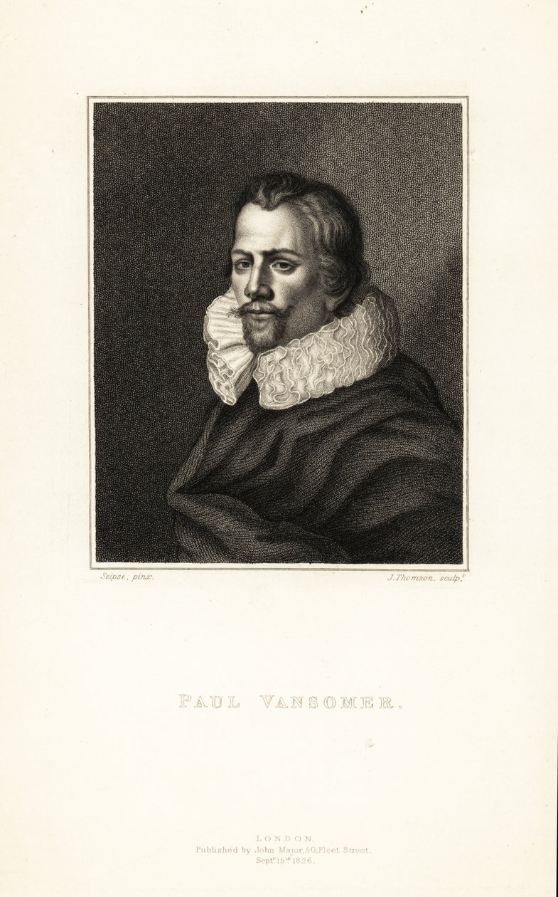 Portræt af Paul van Somer, flamsk kunstner og hofmaler til kong James I af England, omkring 1577-1621 af J. Thomson