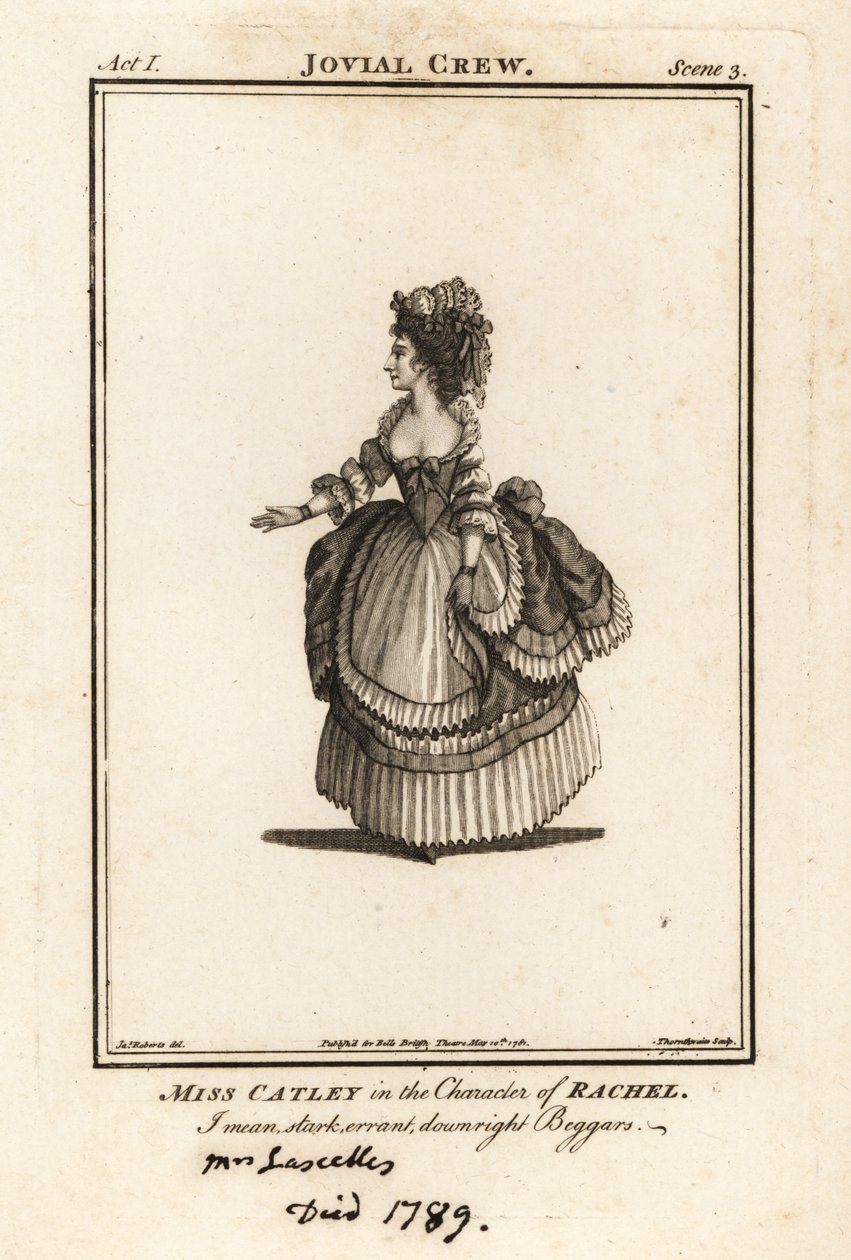 Miss Ann Catley i rollen som Rachel i Richard Bromes The Jovial Crew, Covent Garden Theatre af J. Thornthwaite