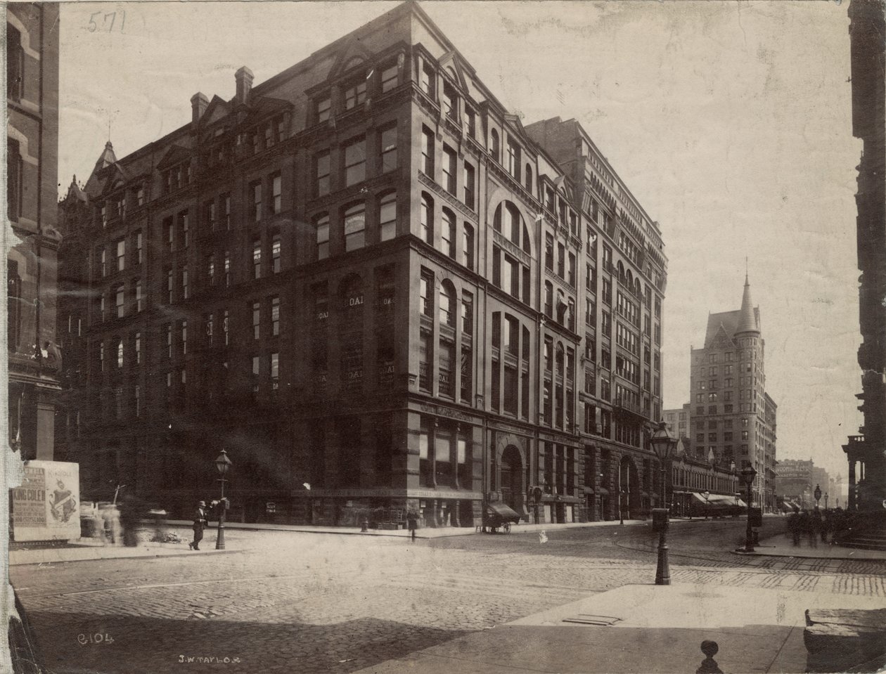 Det sydøstlige hjørne af Dearborn og Monroe Streets, Chicago, 1890 af J. W. Taylor