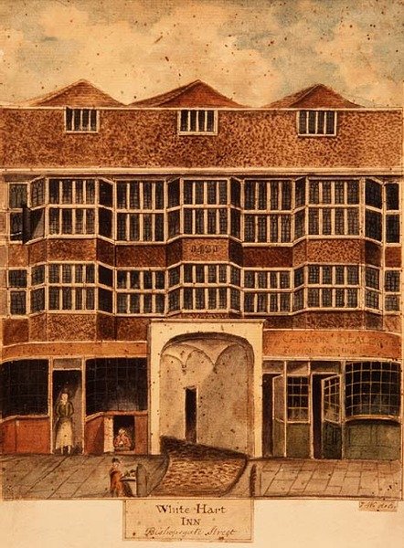 White Hart Inn, Bishopsgate Street, ca. 1810 af J. Williams