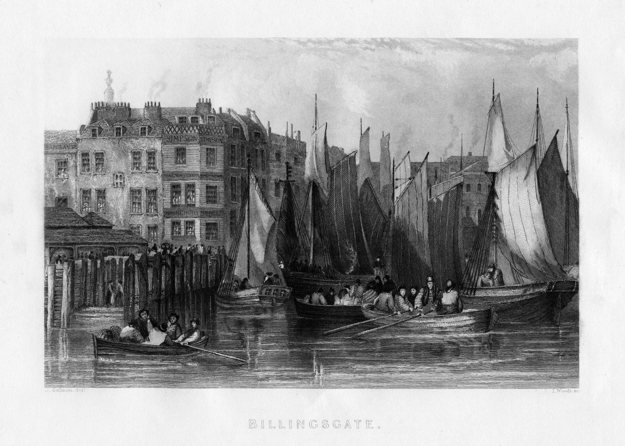 Billingsgate, London, 1800-tallet. af J. Woods