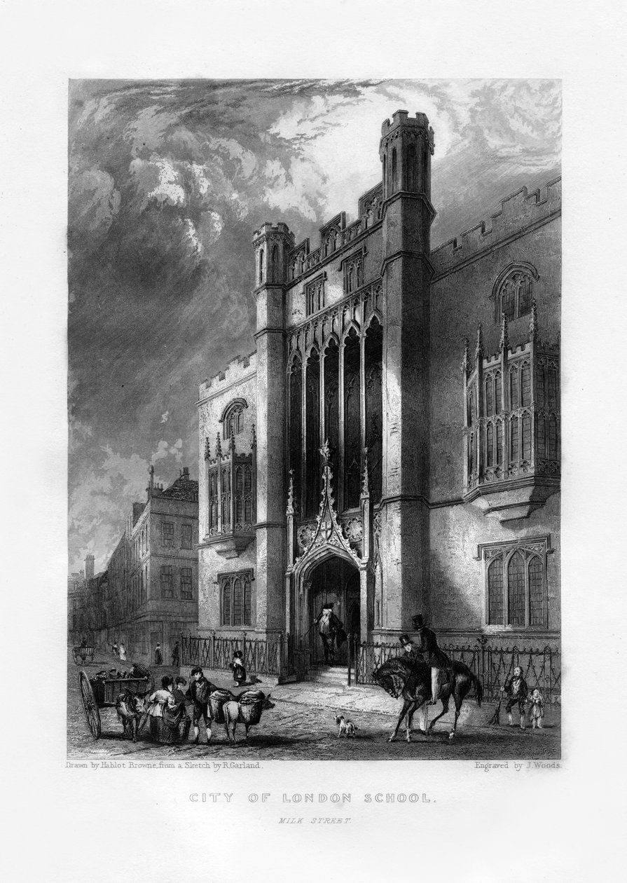 City of London School, London, 1800-tallet. af J. Woods