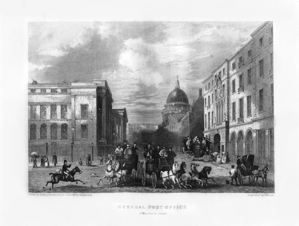 General Post Office, London, 1800-tallet. af J. Woods