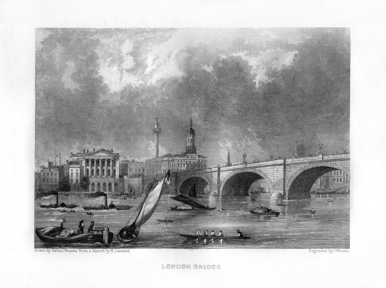 London Bridge, London, 1800-tallet. af J. Woods