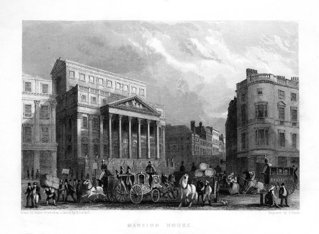 Mansion House, London, 1800-tallet. af J. Woods