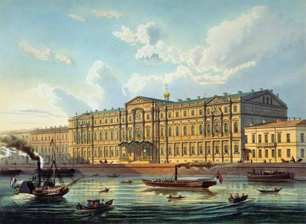 Palace of Grand Duke Mikhail og Palace Embankment, trykt af Jacottet og Bachelier, udgivet af Lemercier, Paris, 1850