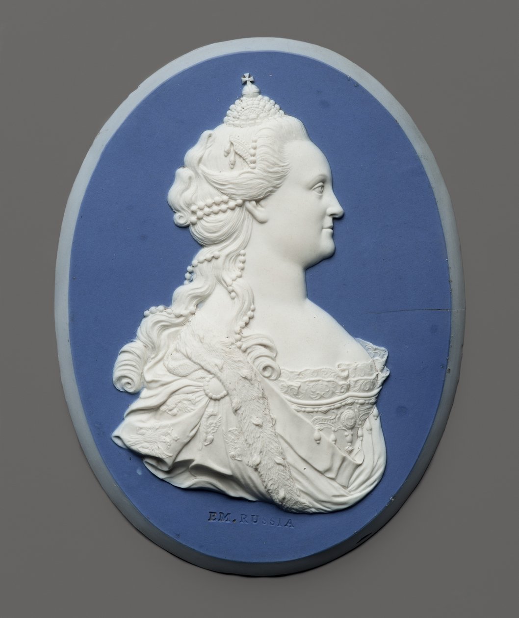 Portrætmedaljon af kejserinde Catherine II af Rusland, ca. 1775 (jasperware) af J. and Bentley Wedgwood