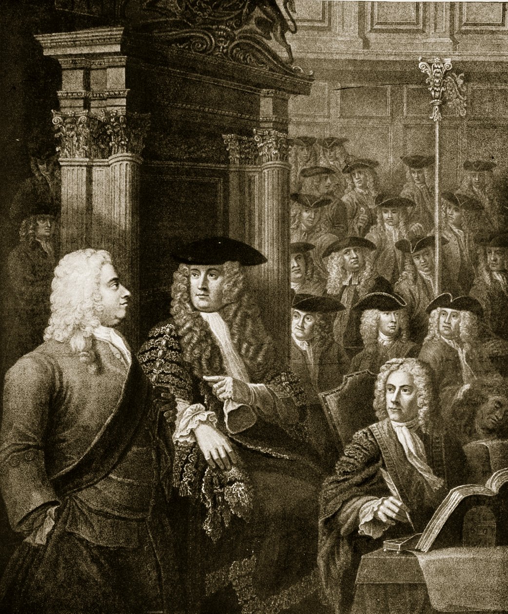 Underhuset i Walpoles administration, illustration fra 