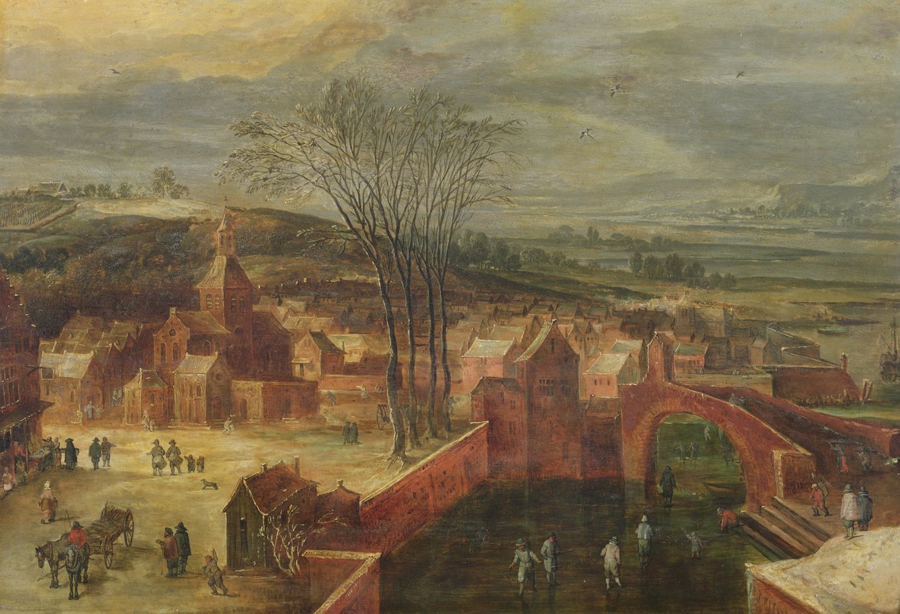 Landskab med skatere af J. and Momper, J. de Brueghel
