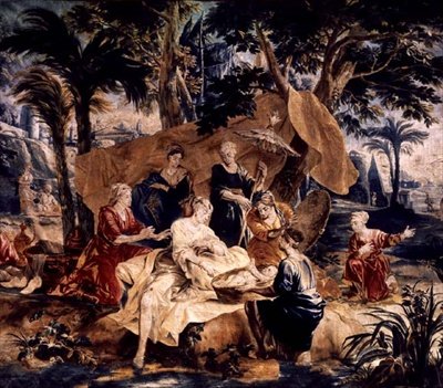 Fundet af Moses, lavet i Frans og Pieter van de Borchts værksteder (ca. 1763) (tæppe) af J. van and Coppens A.A (after) Orley