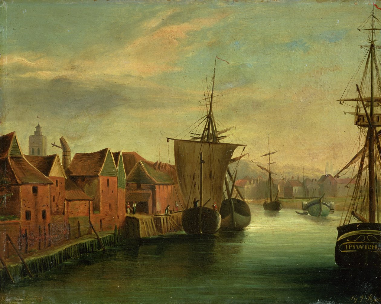 St. Catherines Quay, Ipswich, ca. 1830 (bord) af Jabez Hare
