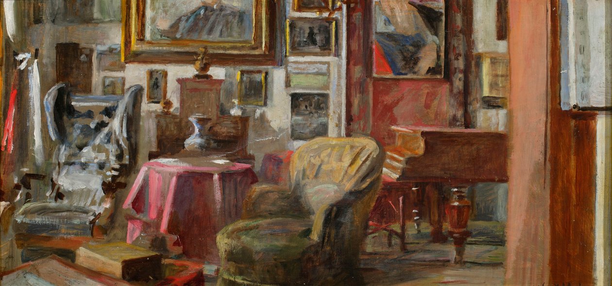 Interiøret i salonen i Lusławice af Jacek Malczewski