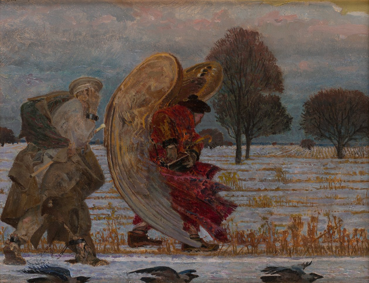 Bag englen (venstre del af triptykonet) af Jacek Malczewski