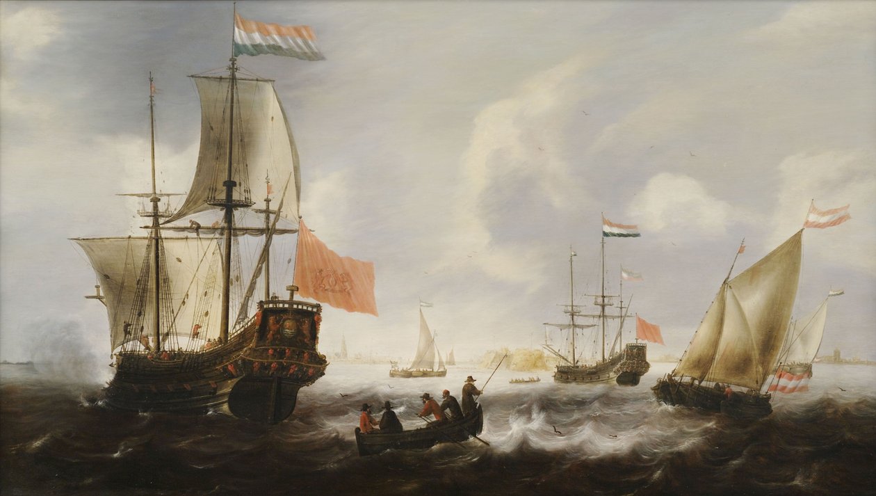 Hollandske fregatter og både på Vlissingens kyst af Jacob Adriaensz Bellevois
