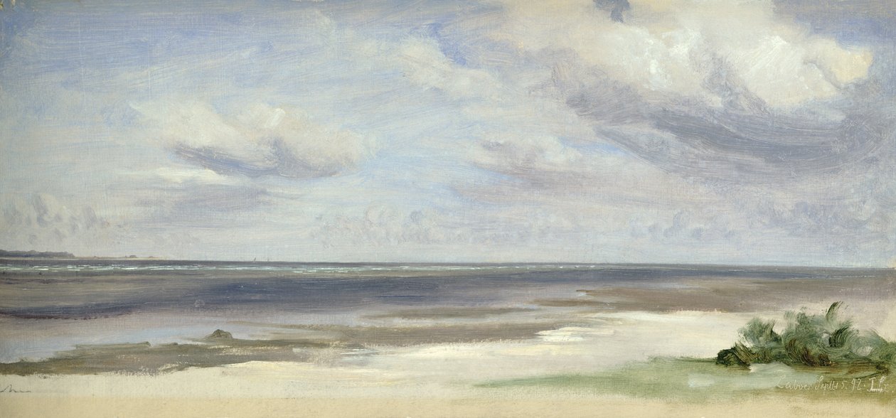 En strand ved Østersøen ved Laboe, 1842 (wc på papir på kort) af Jacob Gensler