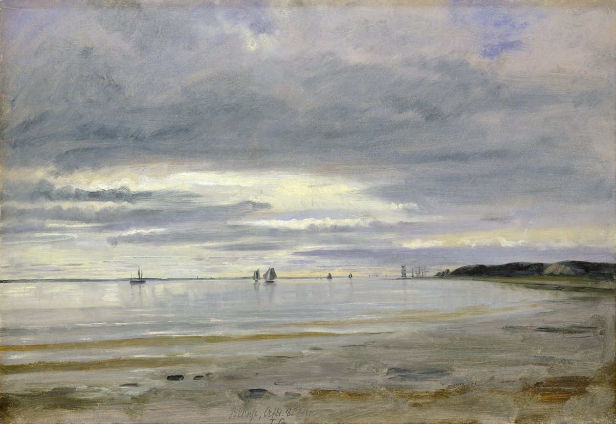 Stranden ved Blankenese, 8. oktober 1842 (olie på papir om bord) af Jacob Gensler