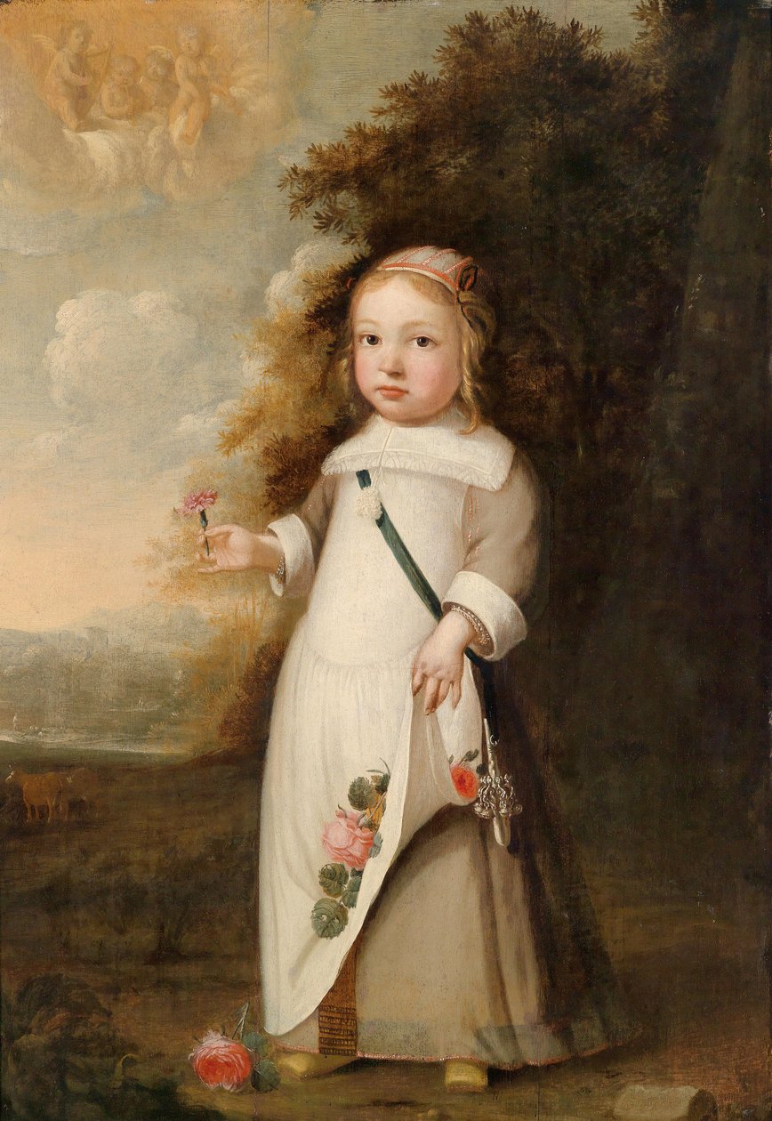 Portræt af et barn med en blomst af Jacob Gerritsz Cuyp