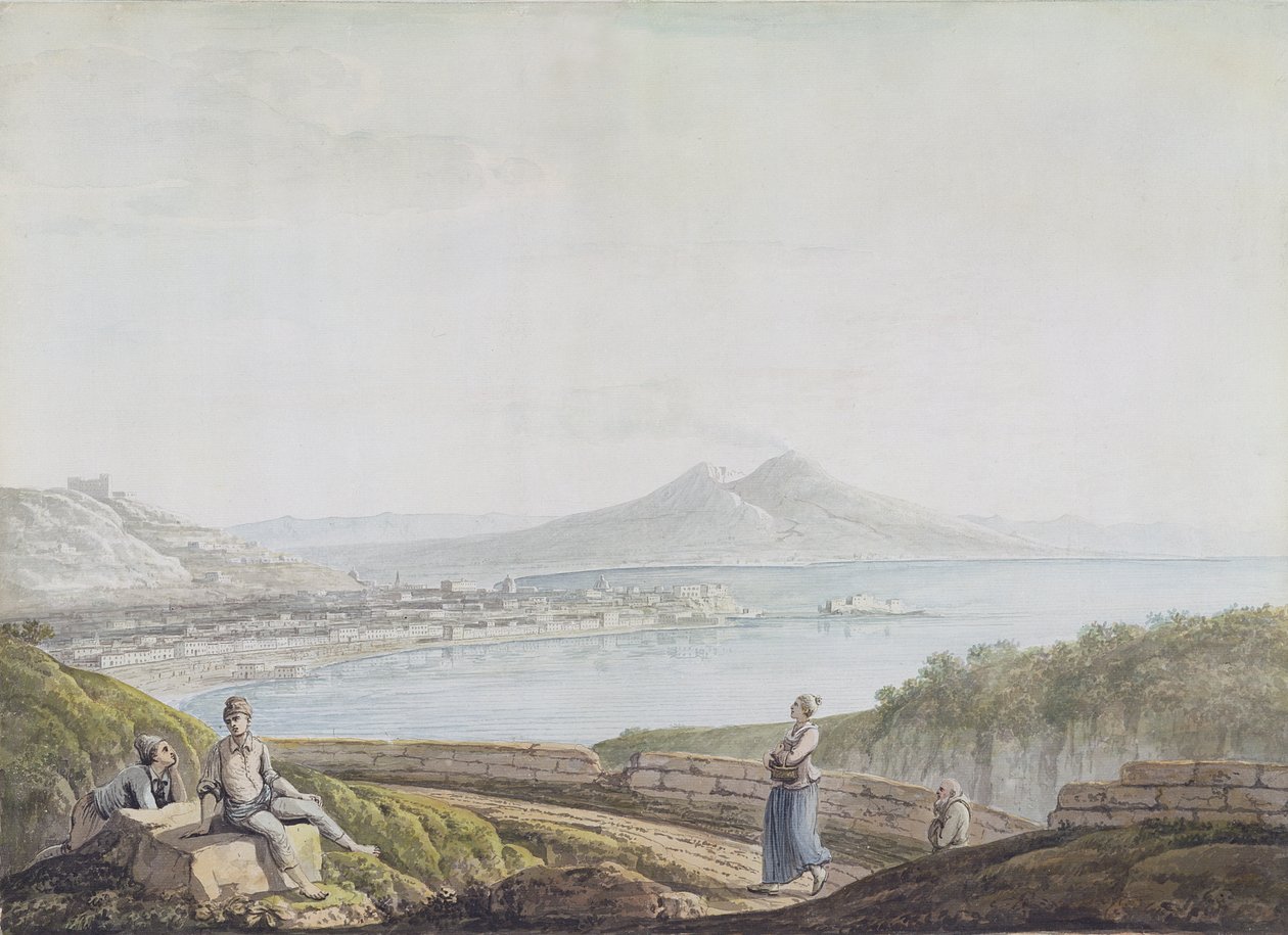 Napoli fra Posillipo (wc over grafit på papir) af Jacob More