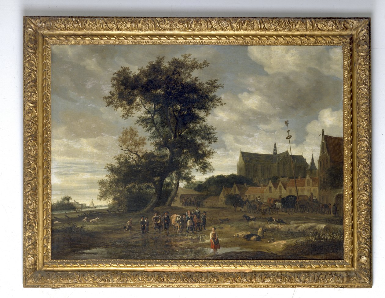 Scene foran en majstang med Alkmaar-kirken i baggrunden, 1669 af Jacob van Ruisdael