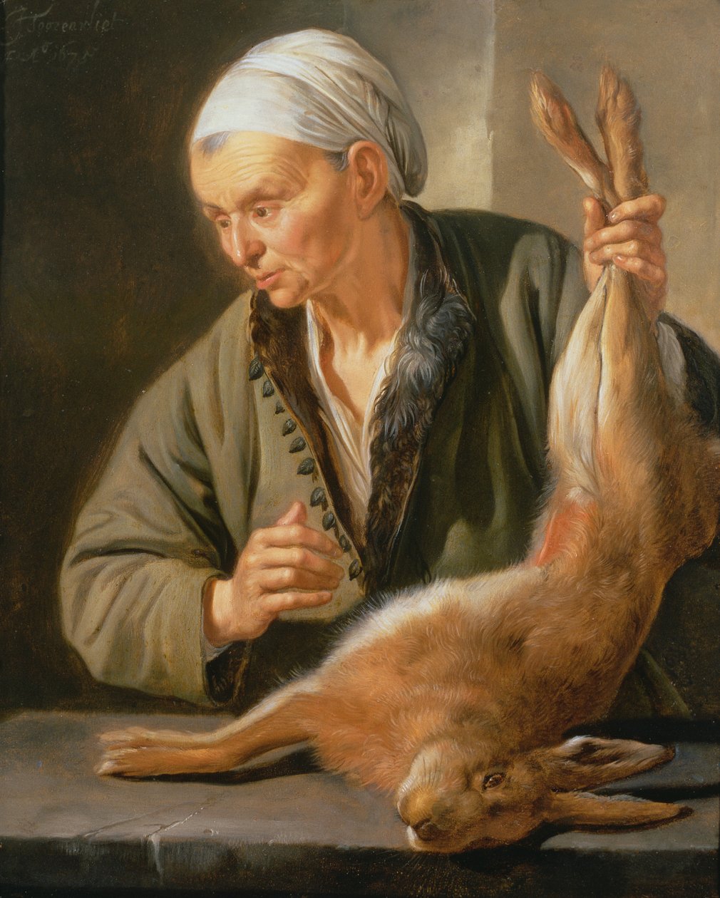 Kvinde med en død hare, 1675 af Jacob Toorenvliet