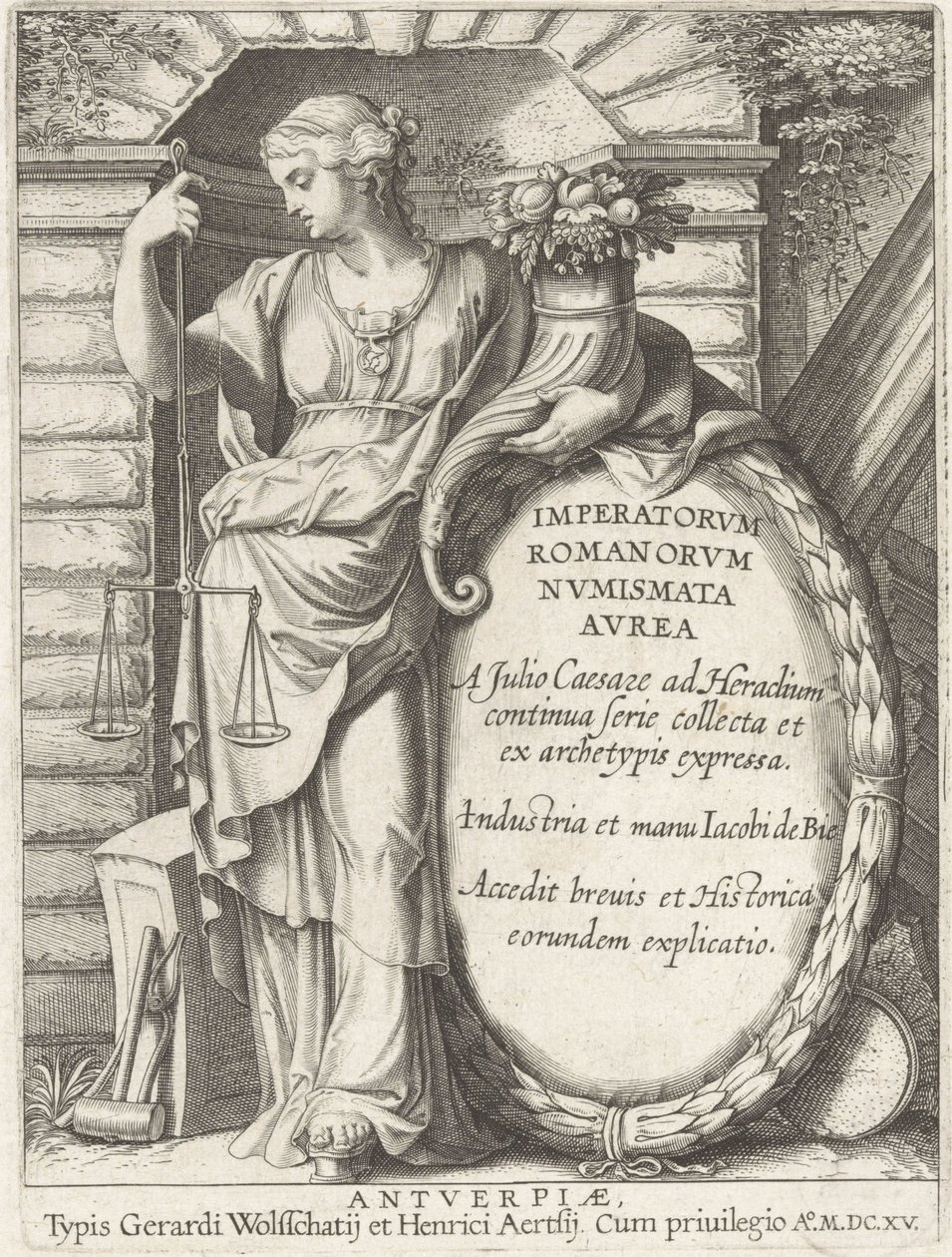 Frontispice af de romerske kejsers gyldne medaljer: En samling af gyldne medaljer fra Julius Cæsar til Heraclius af Jacob de Bie