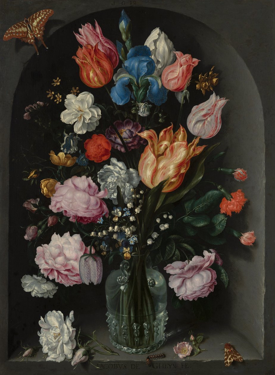 Blomster i en glasflaske af Jacob de Gheyn II