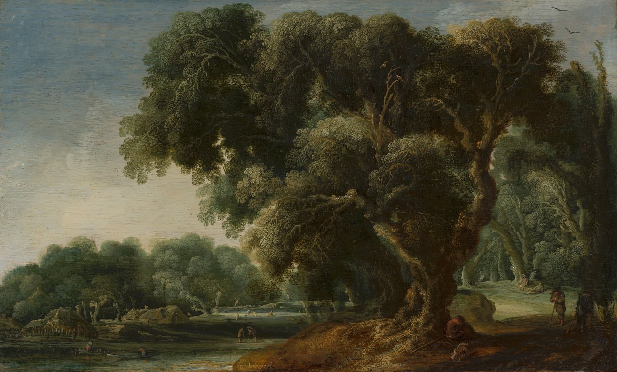 Gefantaseerd boslandschap af Jacob van Geel