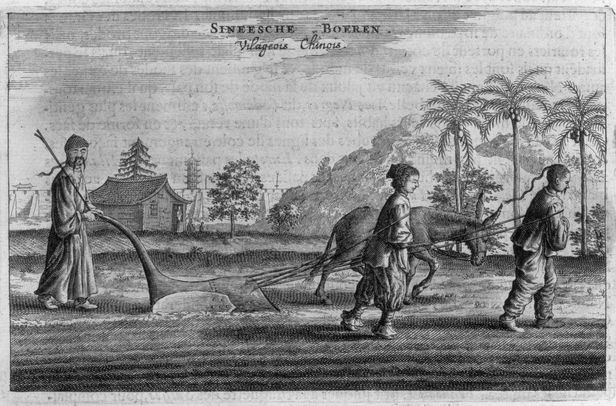 Kinesiske bønder, en generel beskrivelse fra en beretning om en hollandsk ambassade i Kina, 1665 af Jacob van Meurs