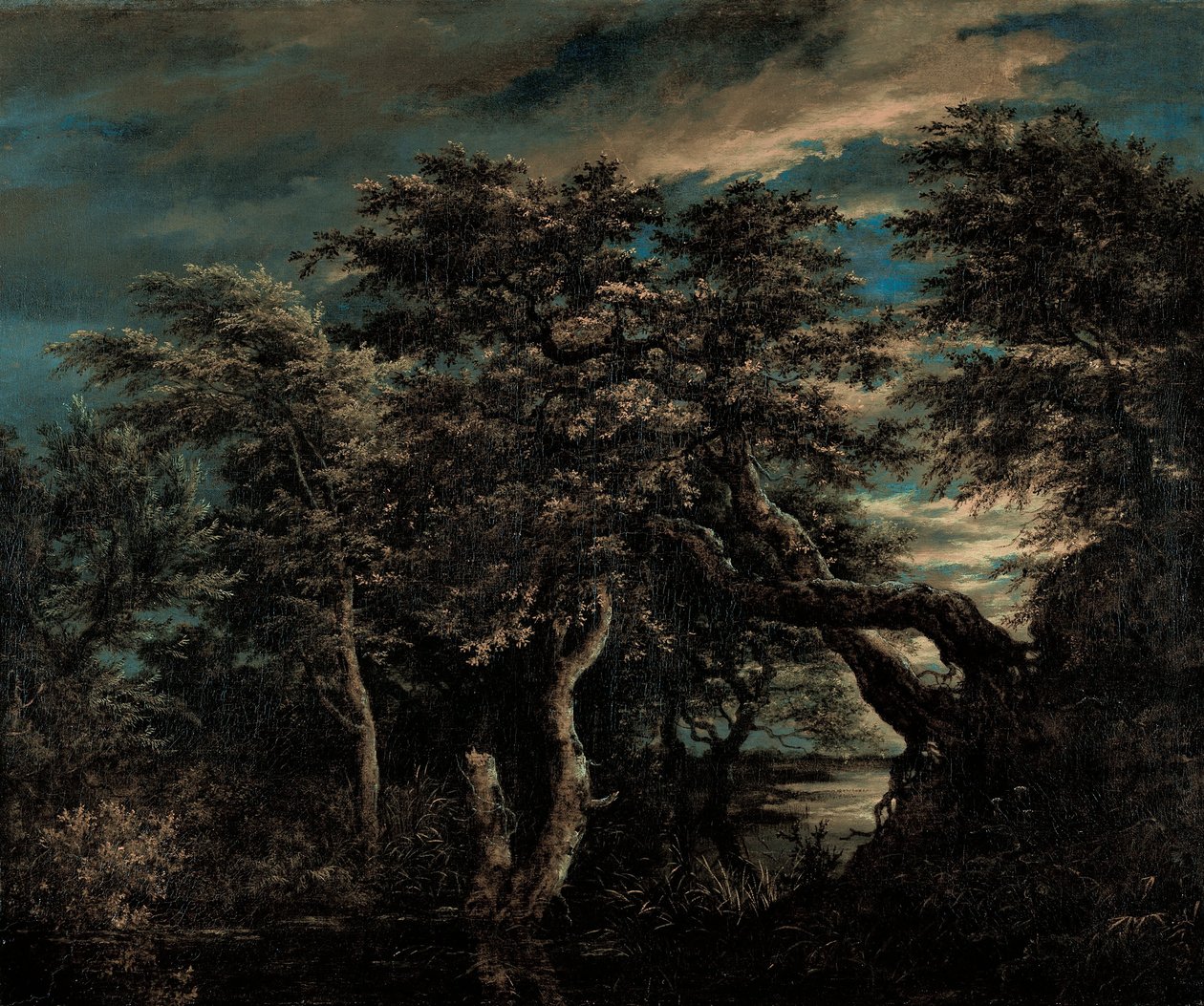En marsk i en skov ved skumring af Jacob van Ruisdael