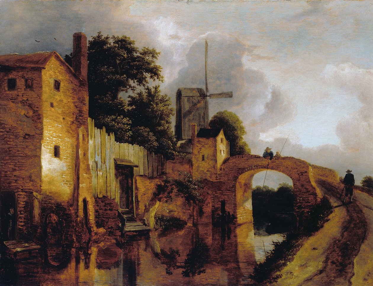 Kanal med bro af Jacob van Ruisdael
