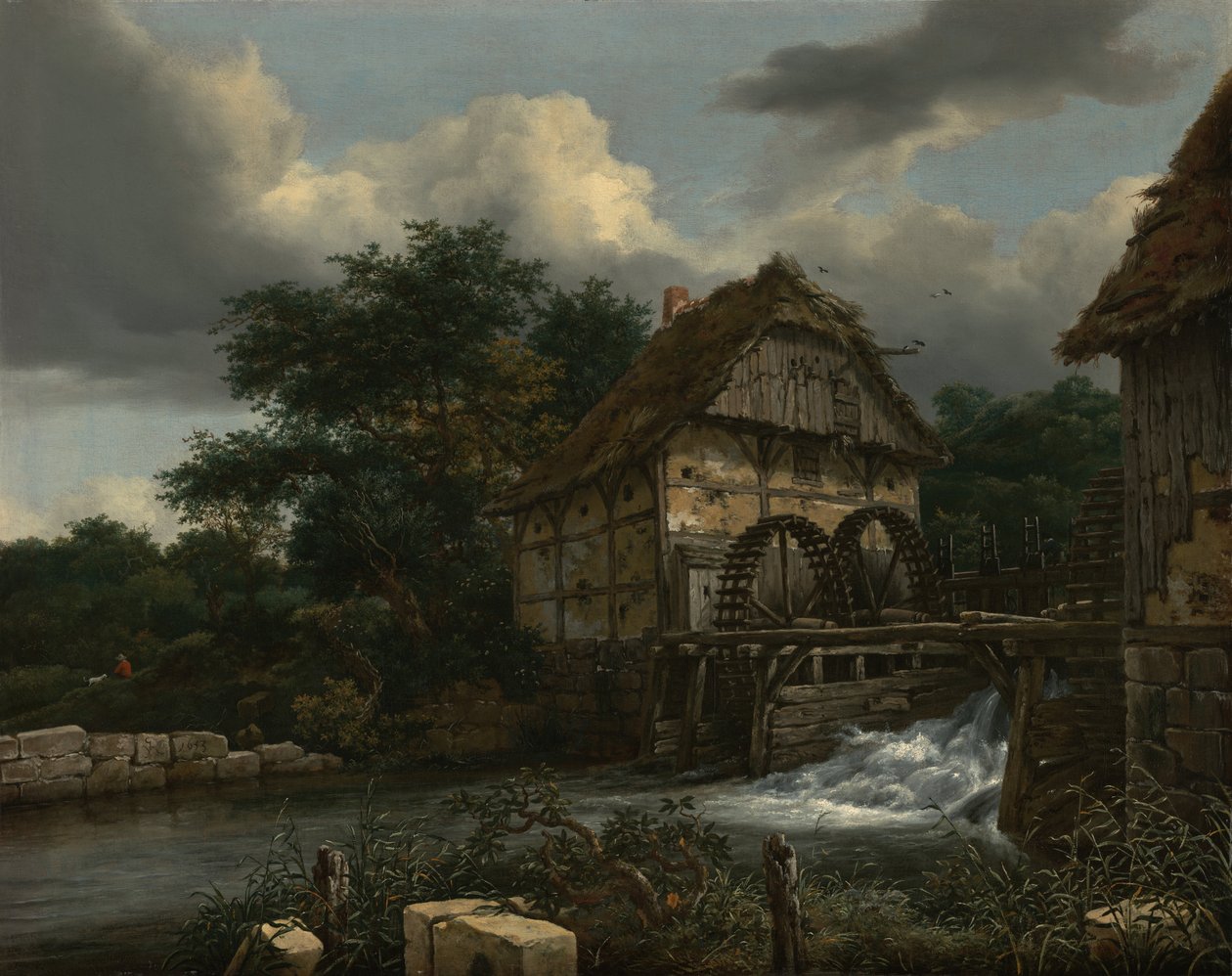 To vandmøller og en åben sluse af Jacob van Ruisdael