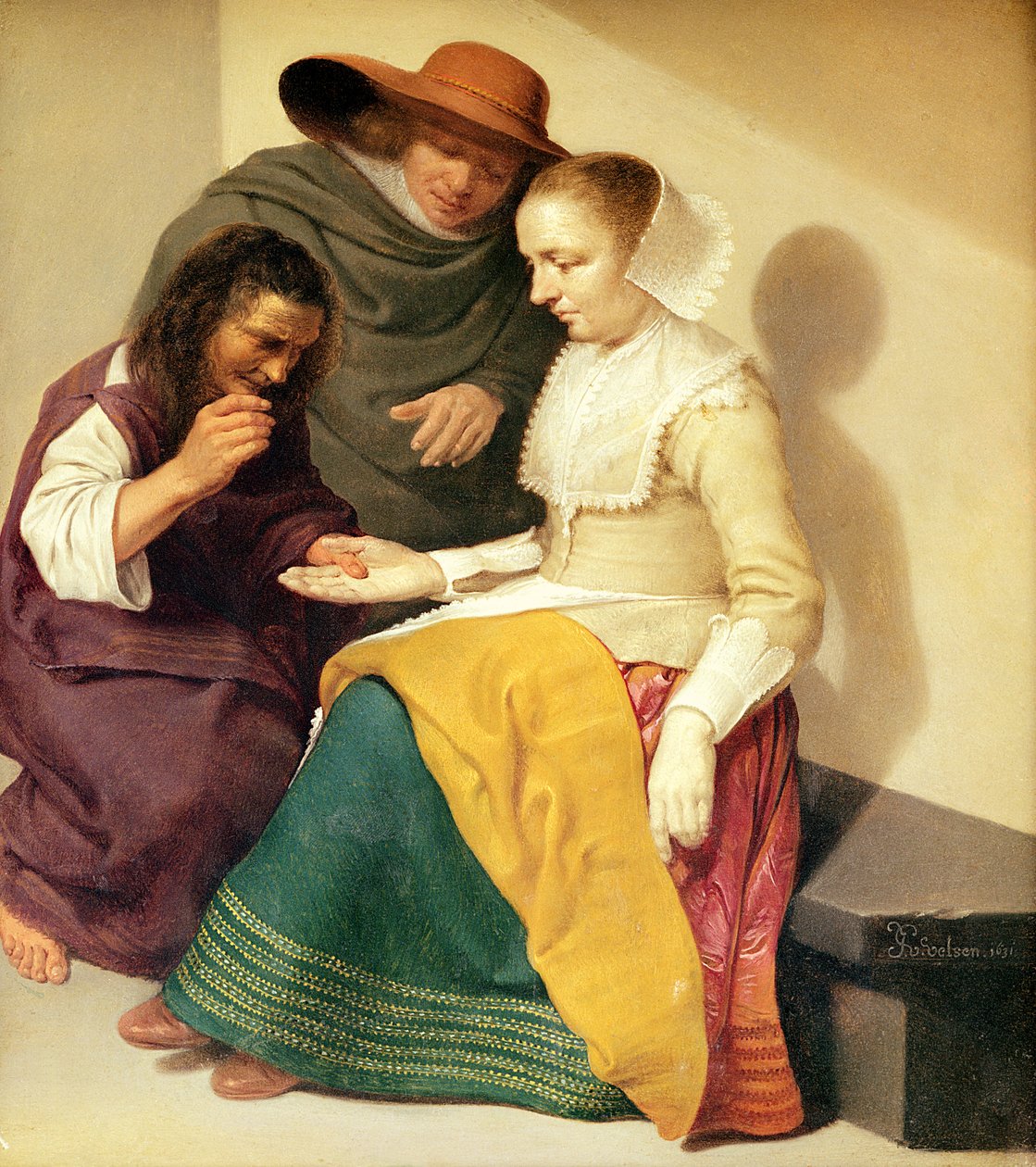 Spåkonen, 1631 (olie på kobber) af Jacob van Velsen