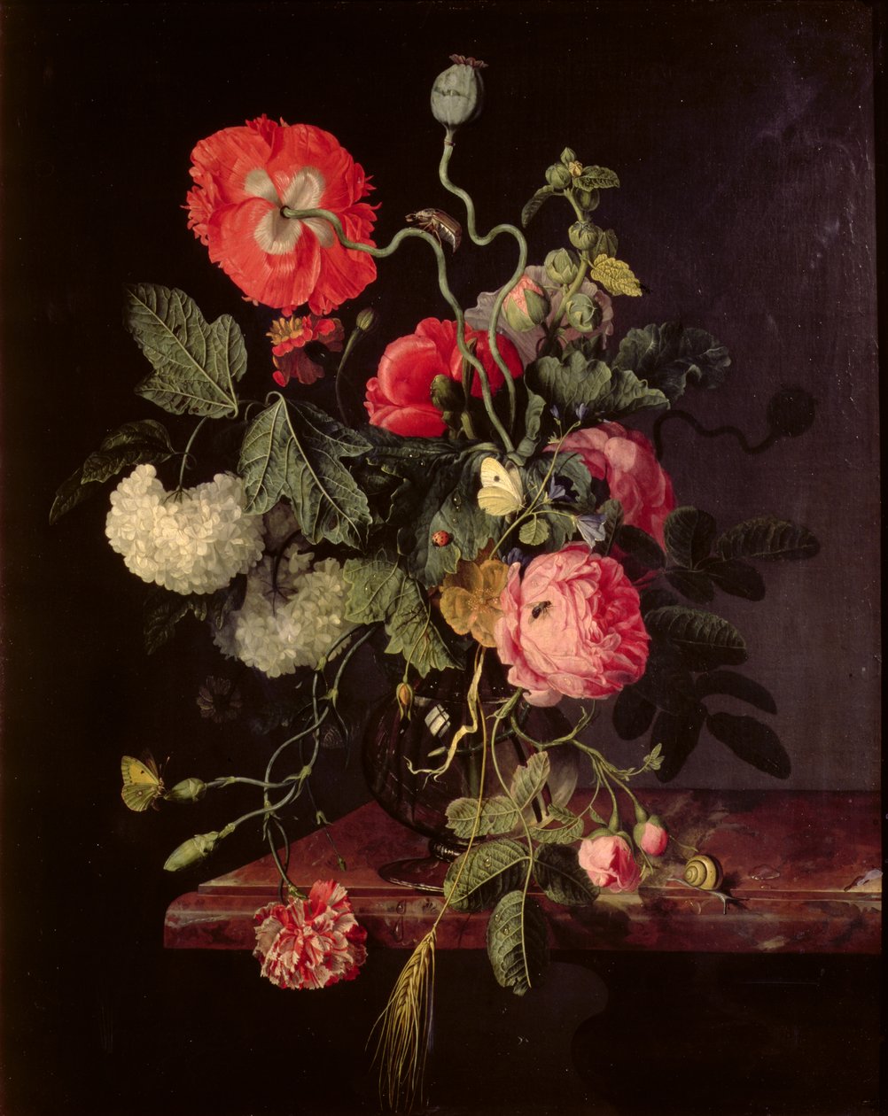 Blomster i en glasvase, 1667 af Jacob van Walscapelle