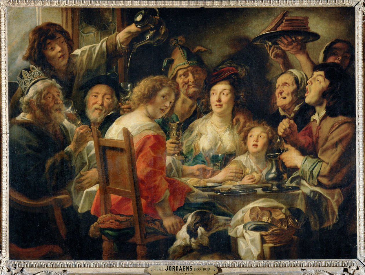 Le roi boit - Bønnekongen, en fest til helligtrekonger ... af Jacob (studio of) Jordaens