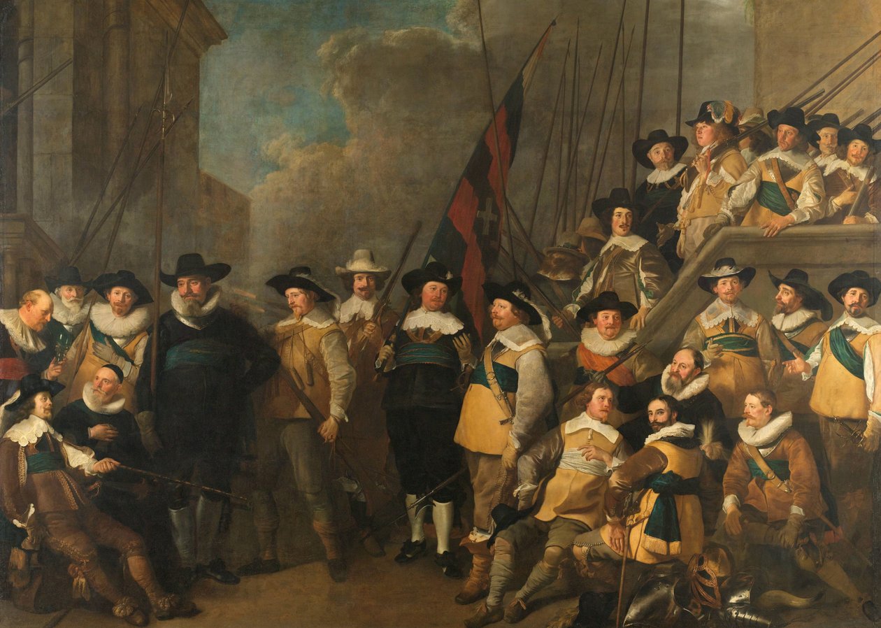 Officerer og andre borgergarde fra V-distriktet i Amsterdam under kommando af kaptajn Cornelis de Graeff og løjtnant Hendrick Lauwrensz af Jacob Adriaensz. Backer