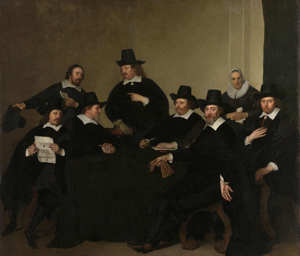 Regents Regents of the Nieuwe Zijds Institute for the Outdoor Relief of the Poor, Amsterdam, ca 1650 af Jacob Adriaensz. Backer