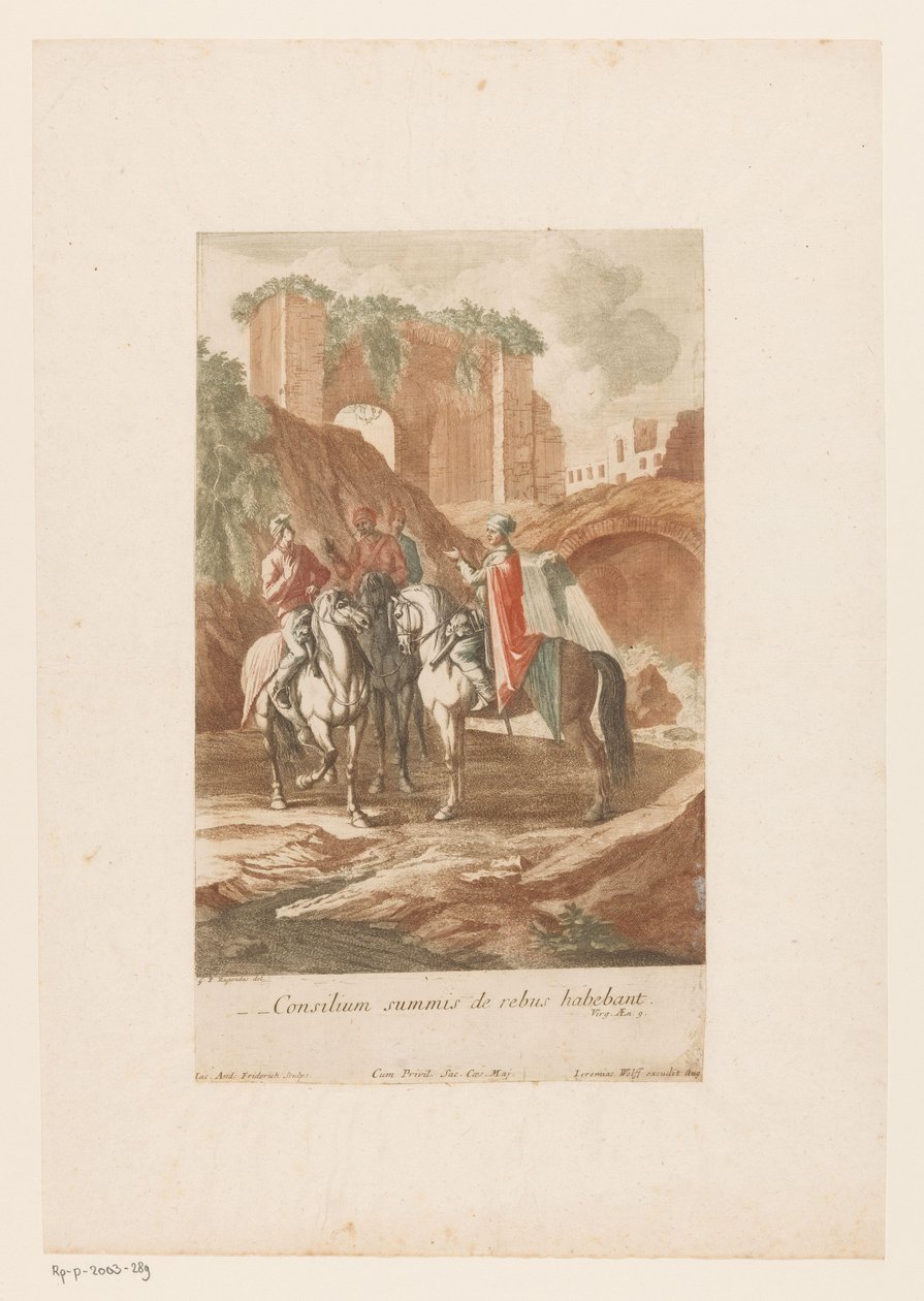 Natlig konsultation af kaptajner Consilium summis de rebus habebant (titel på objektet) af Jacob Andreas Fridrich (I)