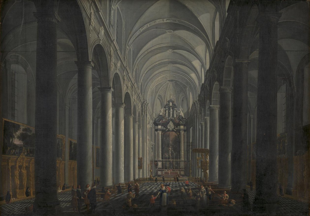 Interiør af jesuiterkirken i Brugge af Jacob Balthasar Peeters