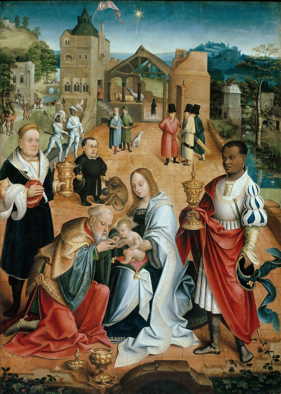 Tilbedelsen af Magi Central Panel of the Triptykon, 16. århundrede af Jacob Claesz. van Utrecht