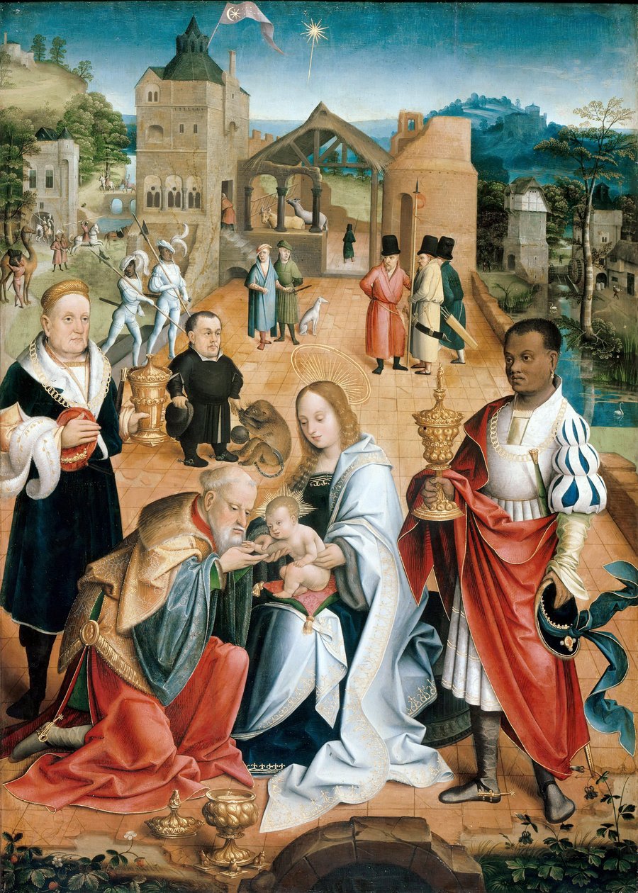 The Adoration of the Magi (Central Panel of the Triptykon) - Peinture de Jacob Claesz. van Utrecht (ca. 1480-ca. 1530) af Jacob Claesz. von Utrecht