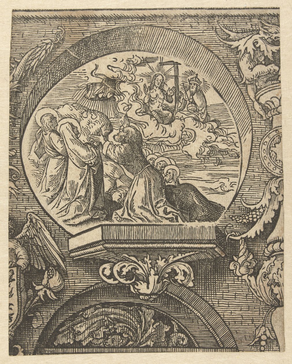 Himmelfarten og Kristus foran Gud Faderen The Creed (serietitel) af Jacob Cornelisz van Oostsanen